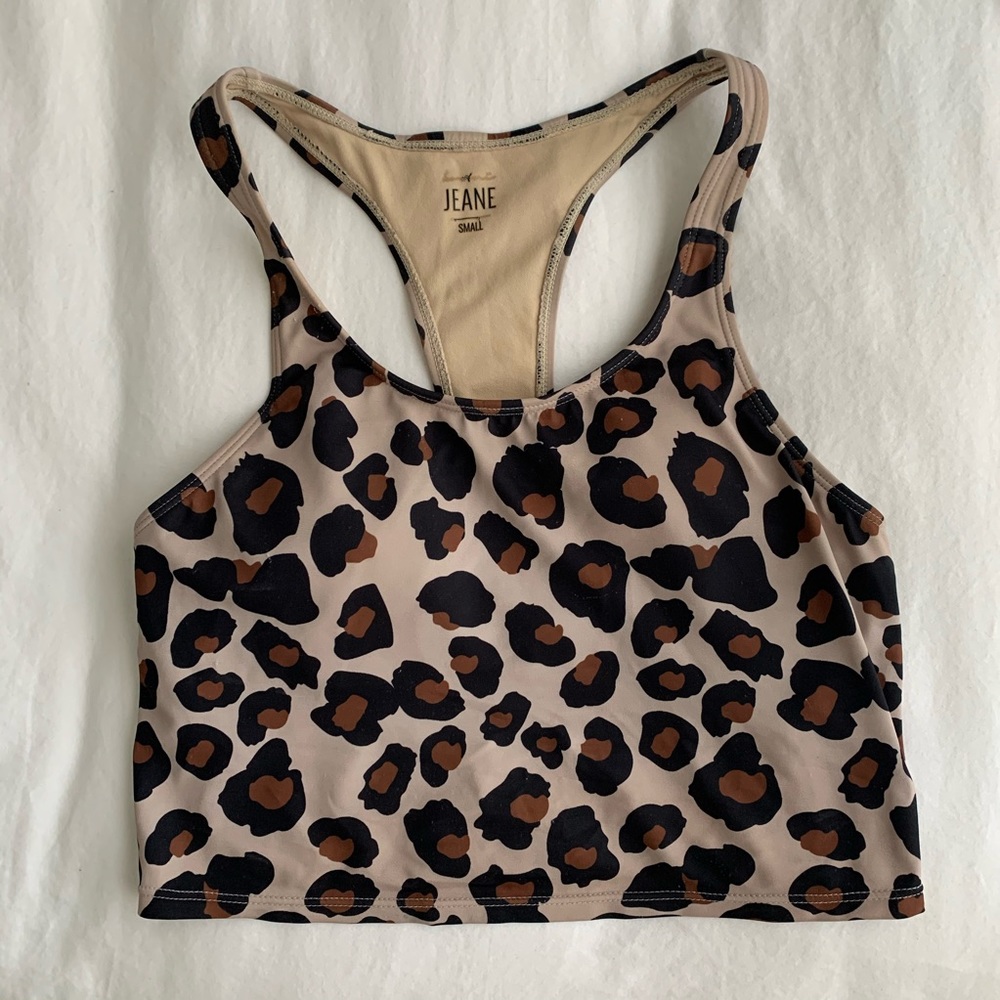 Kortni Jeane Leopard Racerback Swim Top
